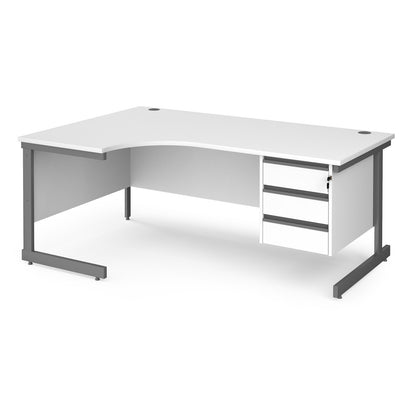 Contract 25 cantilever leg LH ergonomic desk with 3 drawer ped