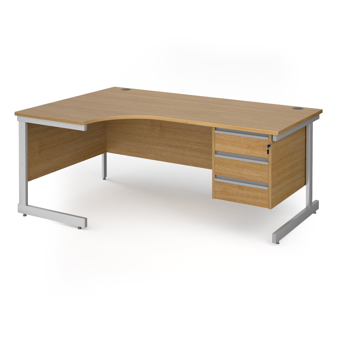 Contract 25 cantilever leg LH ergonomic desk with 3 drawer ped - CC18EL3-S-O