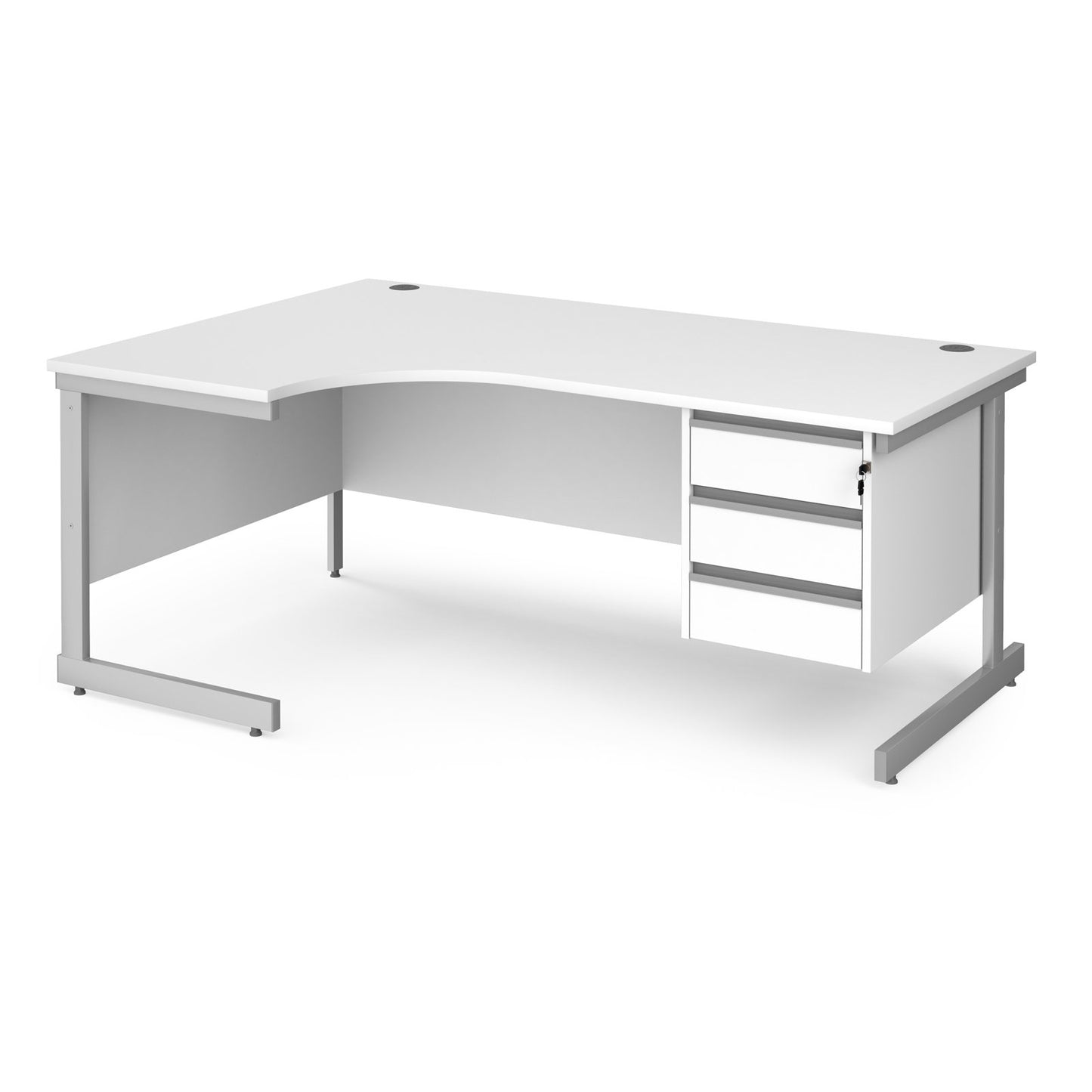 Contract 25 cantilever leg LH ergonomic desk with 3 drawer ped