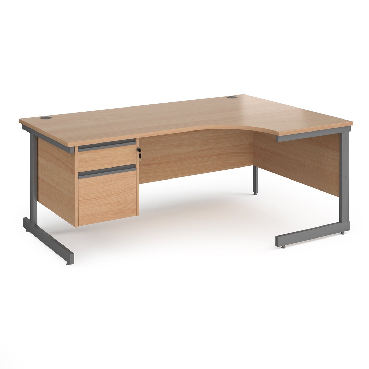 Contract 25 cantilever leg RH ergonomic desk with 2 drawer ped