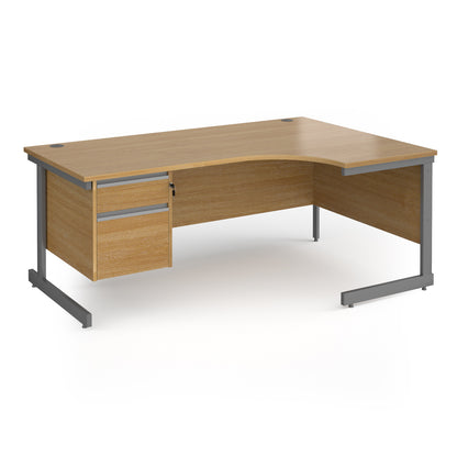 Contract 25 cantilever leg RH ergonomic desk with 2 drawer ped - CC18ER2-G-O