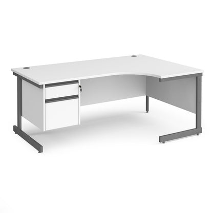 Contract 25 cantilever leg RH ergonomic desk with 2 drawer ped