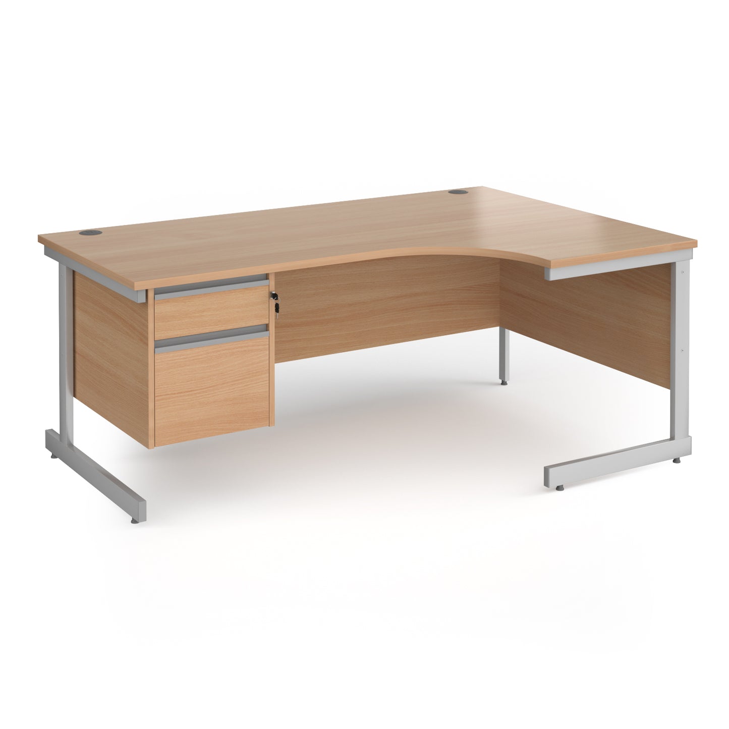 Contract 25 cantilever leg RH ergonomic desk with 2 drawer ped - CC18ER2-S-B