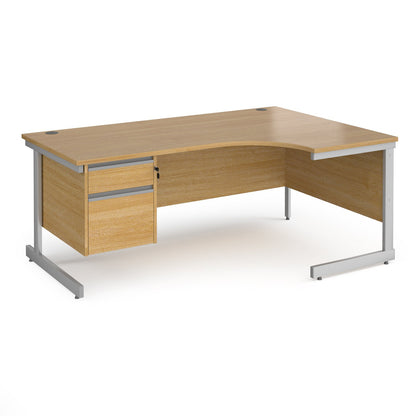 Contract 25 cantilever leg RH ergonomic desk with 2 drawer ped