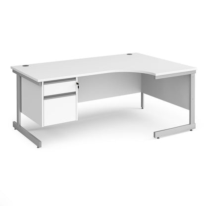 Contract 25 cantilever leg RH ergonomic desk with 2 drawer ped