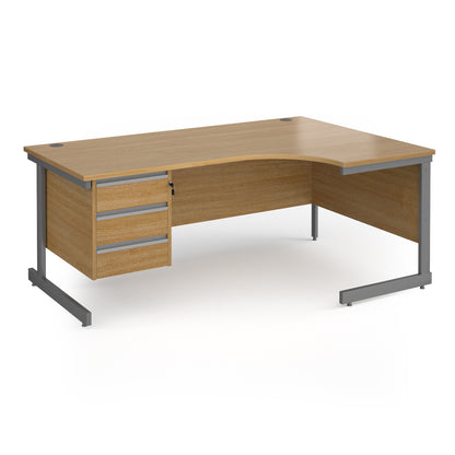 Contract 25 cantilever leg RH ergonomic desk with 3 drawer ped - CC18ER3-G-O