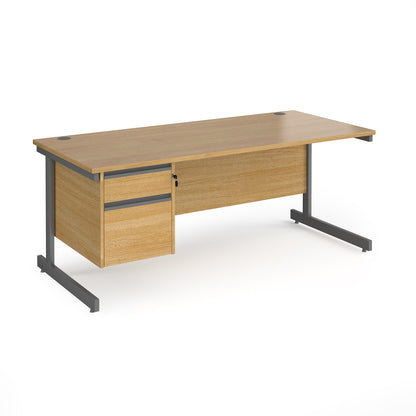 Contract 25 cantilever leg straight desk with 2 drawer pedestal - CC18S2-G-O