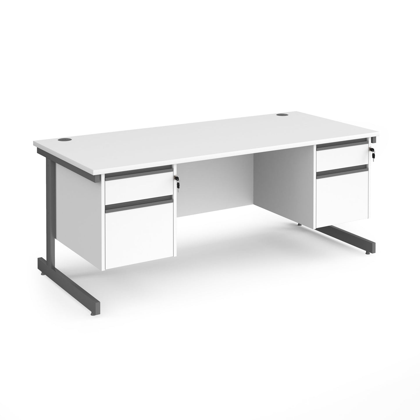 Contract 25 cantilever leg straight desk with 2 and 2 drawer peds