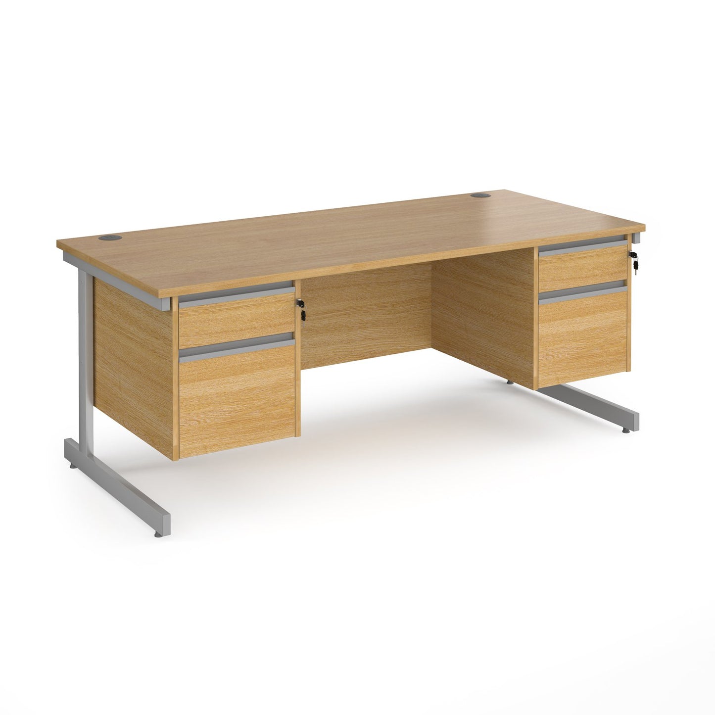 Contract 25 cantilever leg straight desk with 2 and 2 drawer peds