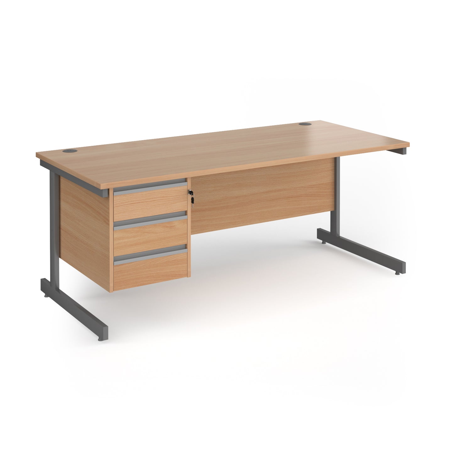 Contract 25 cantilever leg straight desk with 3 drawer pedestal - CC18S3-G-B