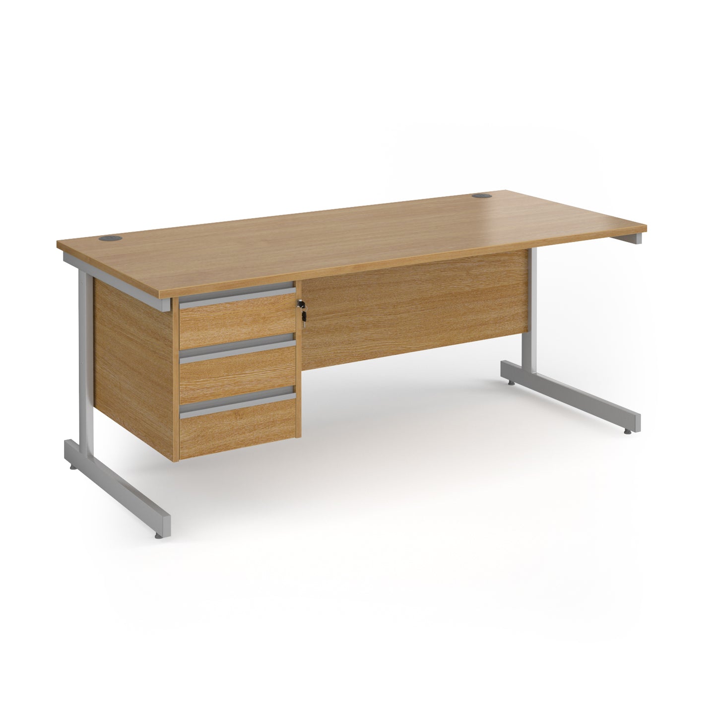 Contract 25 cantilever leg straight desk with 3 drawer pedestal - CC18S3-S-O