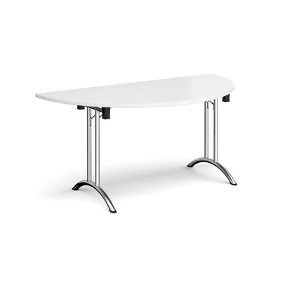 Semi circular folding leg table with curved feet - CFL1600S-C-WH