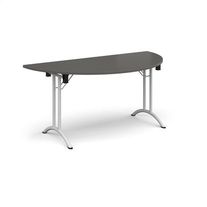 Semi circular folding leg table with curved feet - CFL1600S-WH-OG