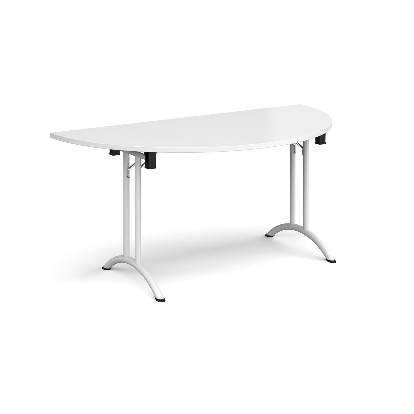 Semi circular folding leg table with curved feet - CFL1600S-WH-WH
