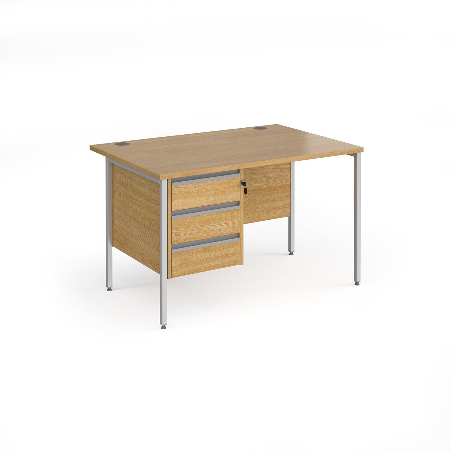 Contract 25 H-Frame straight desk with 3 drawer pedestal