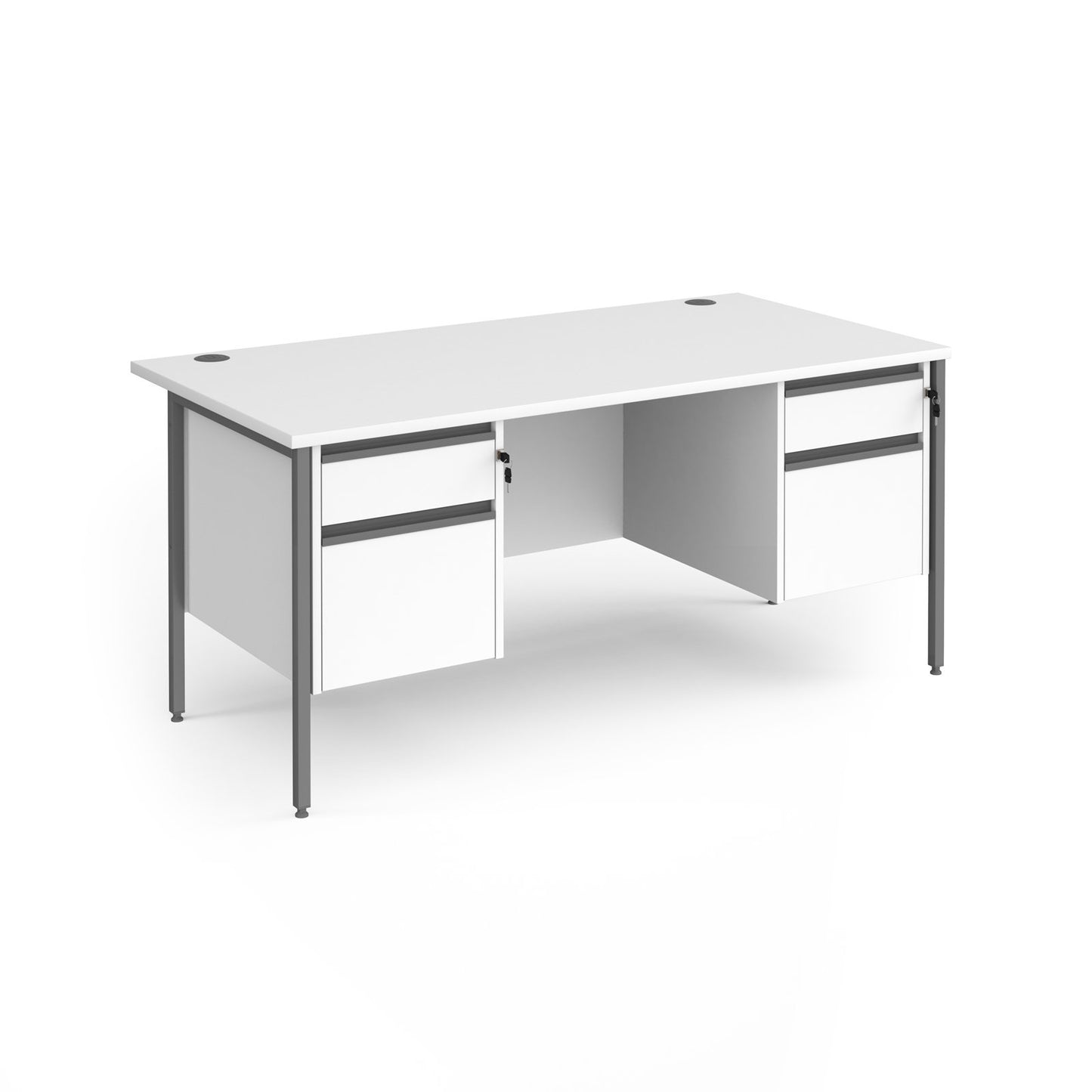 Contract 25 H-Frame straight desk with 2 and 2 drawer peds