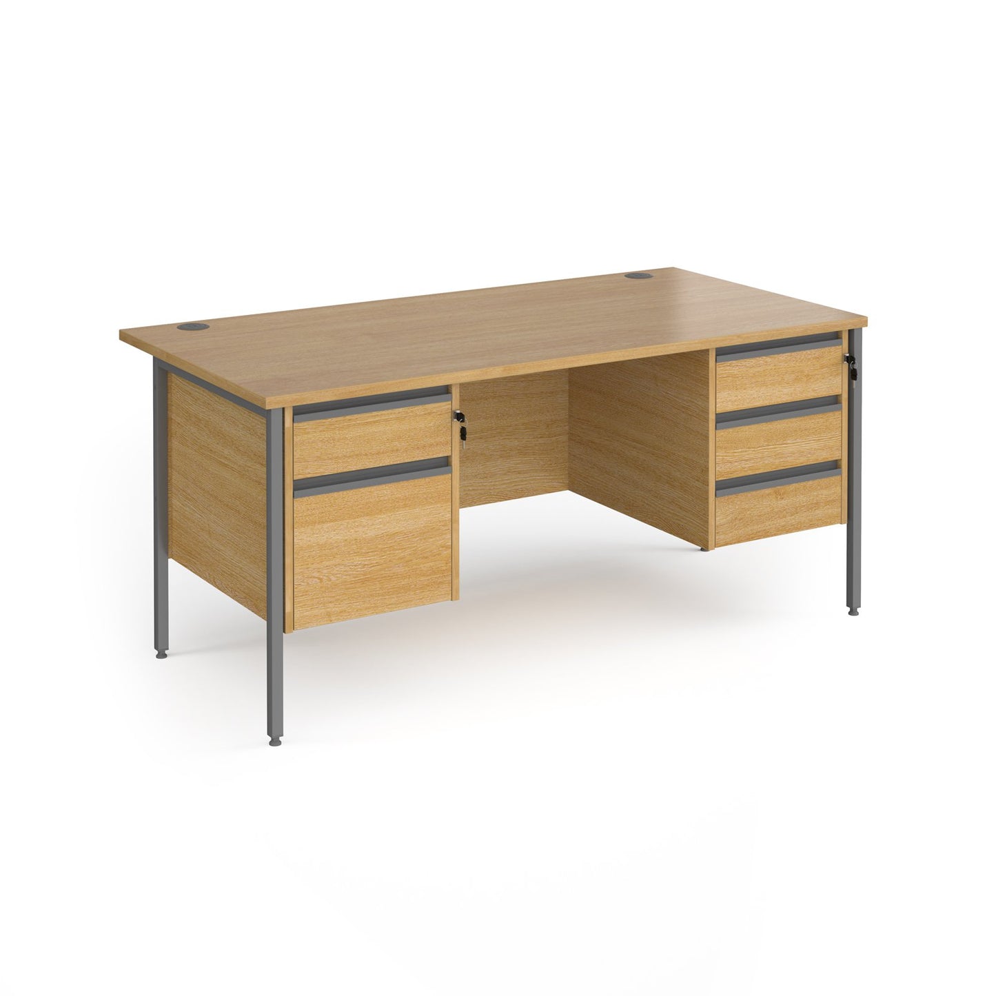 Contract 25 H-Frame straight desk with 2 and 3 drawer peds