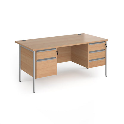 Contract 25 H-Frame straight desk with 2 and 3 drawer peds