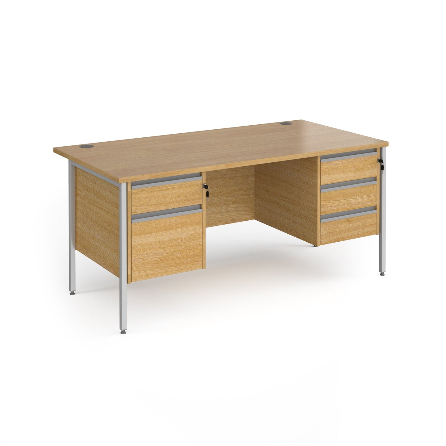 Contract 25 H-Frame straight desk with 2 and 3 drawer peds