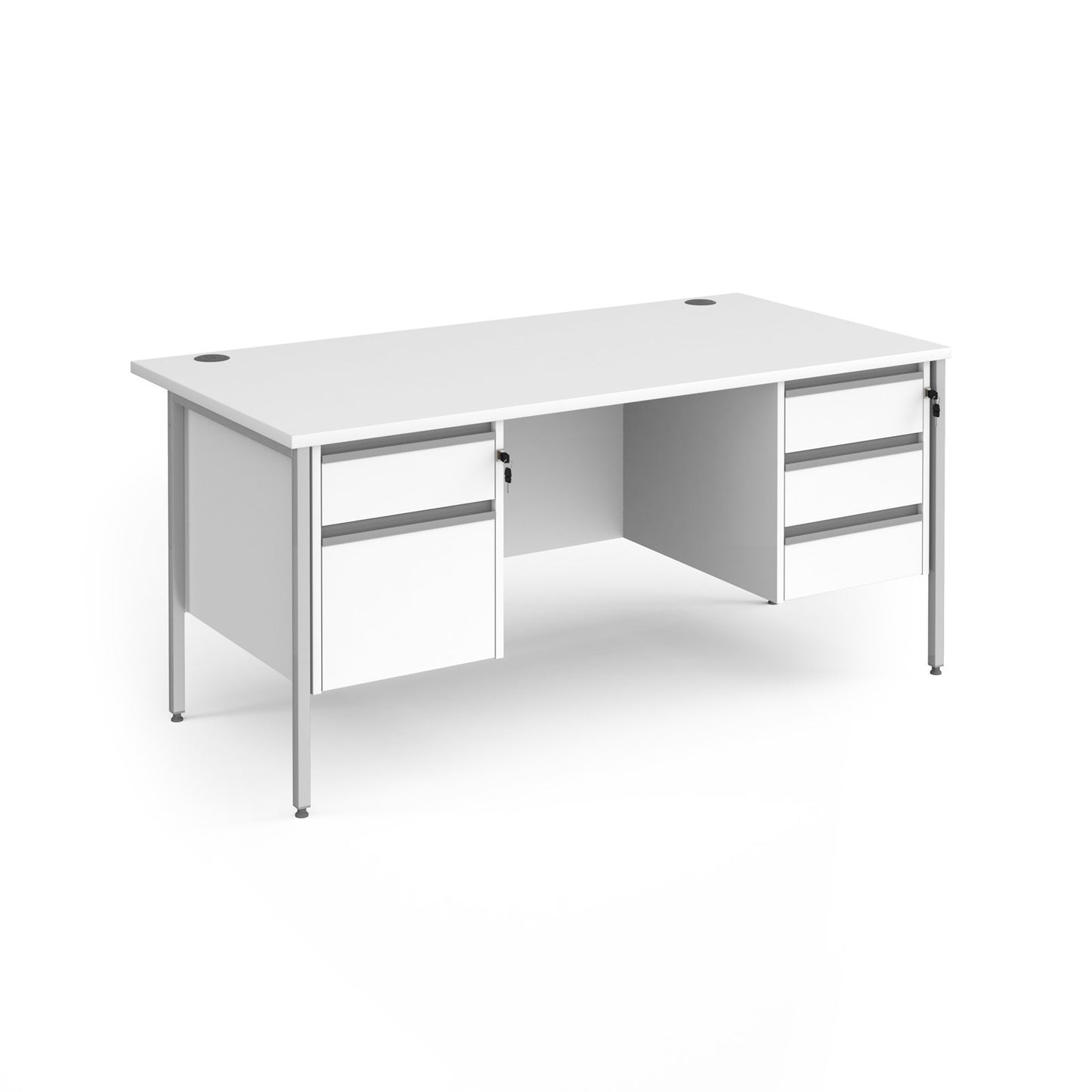 Contract 25 H-Frame straight desk with 2 and 3 drawer peds