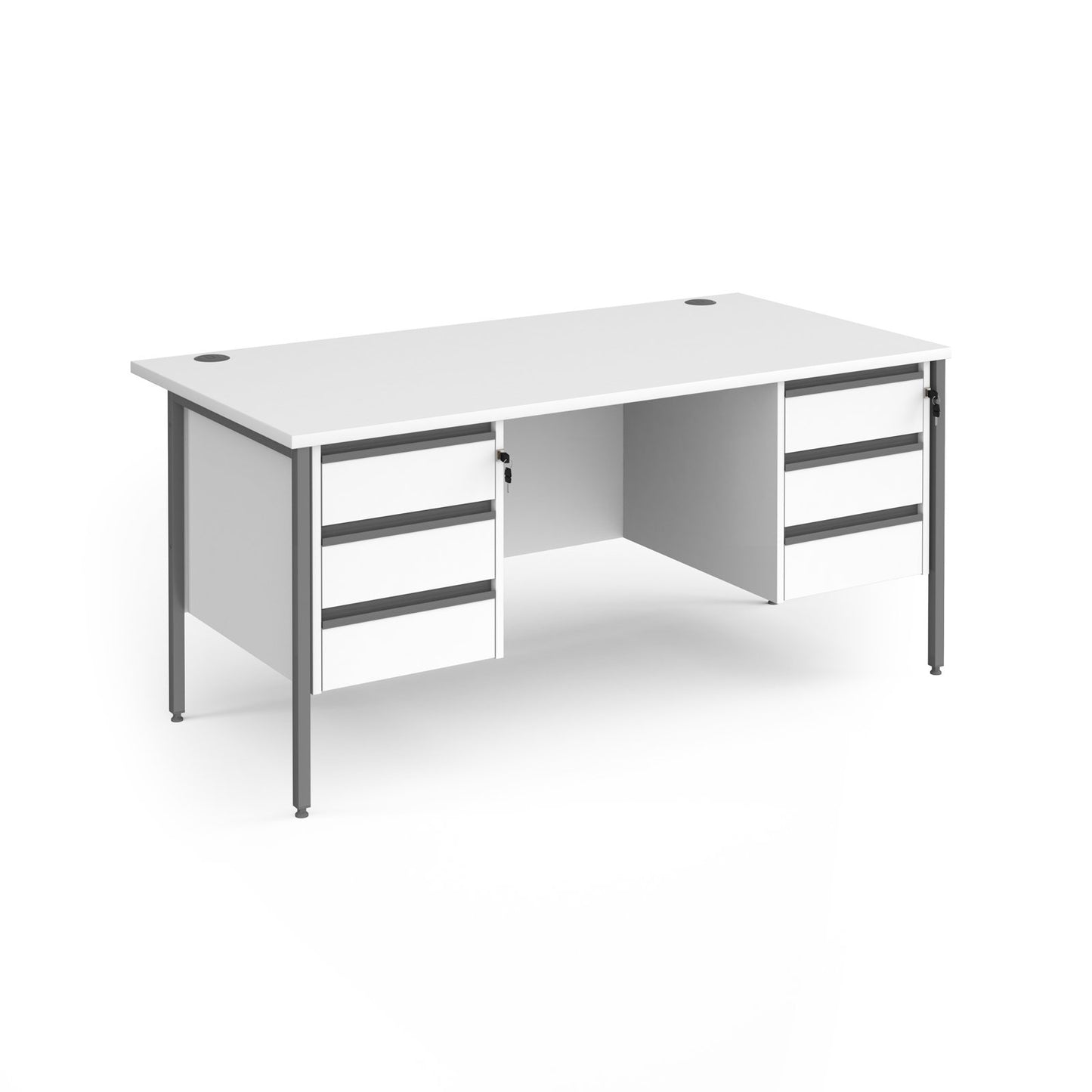 Contract 25 H-Frame straight desk with 3 and 3 drawer peds