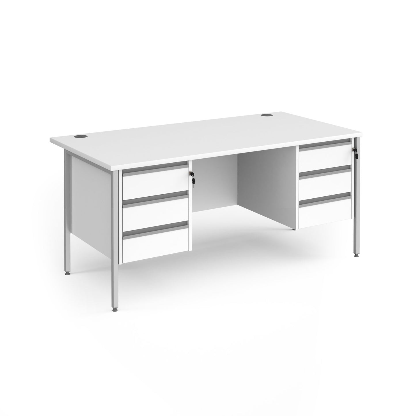 Contract 25 H-Frame straight desk with 3 and 3 drawer peds