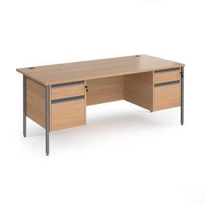 Contract 25 H-Frame straight desk with 2 and 2 drawer peds