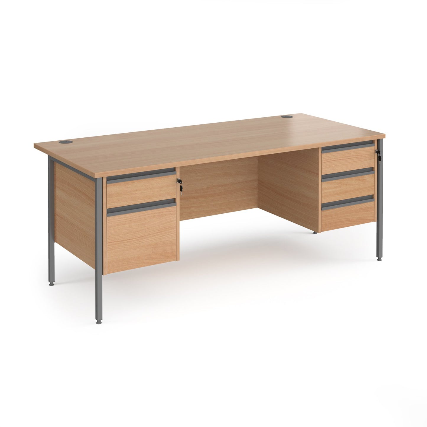 Contract 25 H-Frame straight desk with 2 and 3 drawer peds