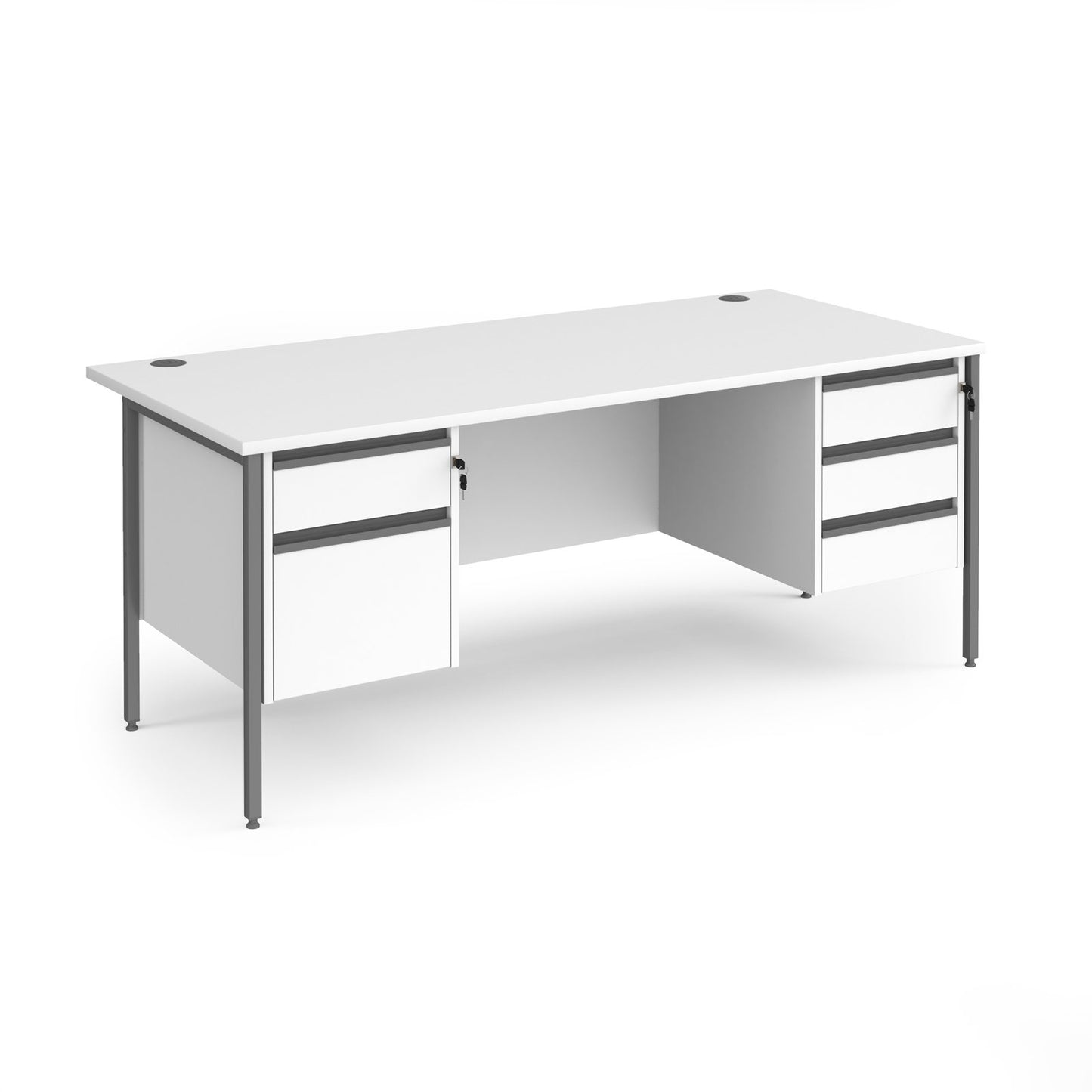 Contract 25 H-Frame straight desk with 2 and 3 drawer peds