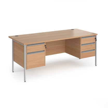 Contract 25 H-Frame straight desk with 2 and 3 drawer peds