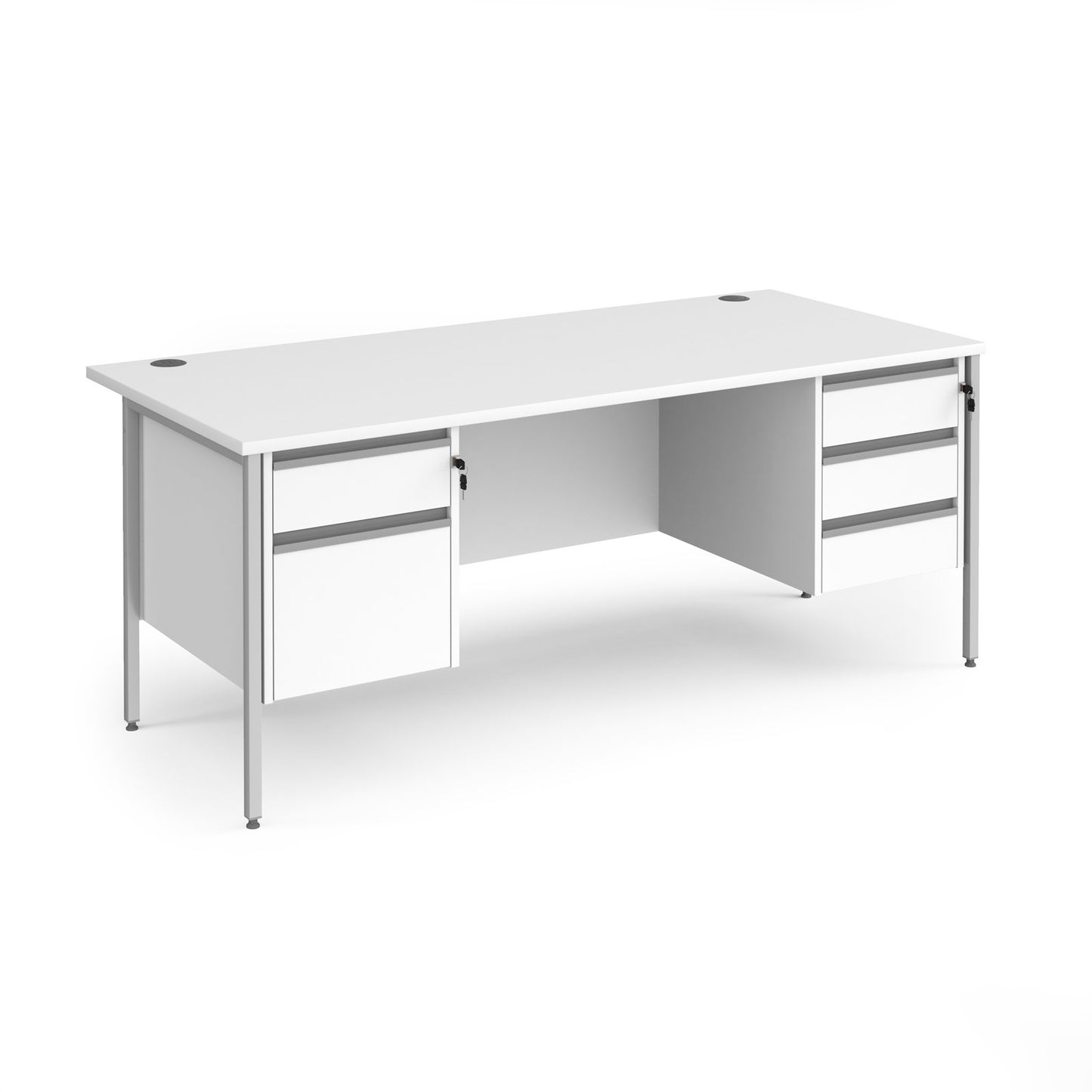 Contract 25 H-Frame straight desk with 2 and 3 drawer peds