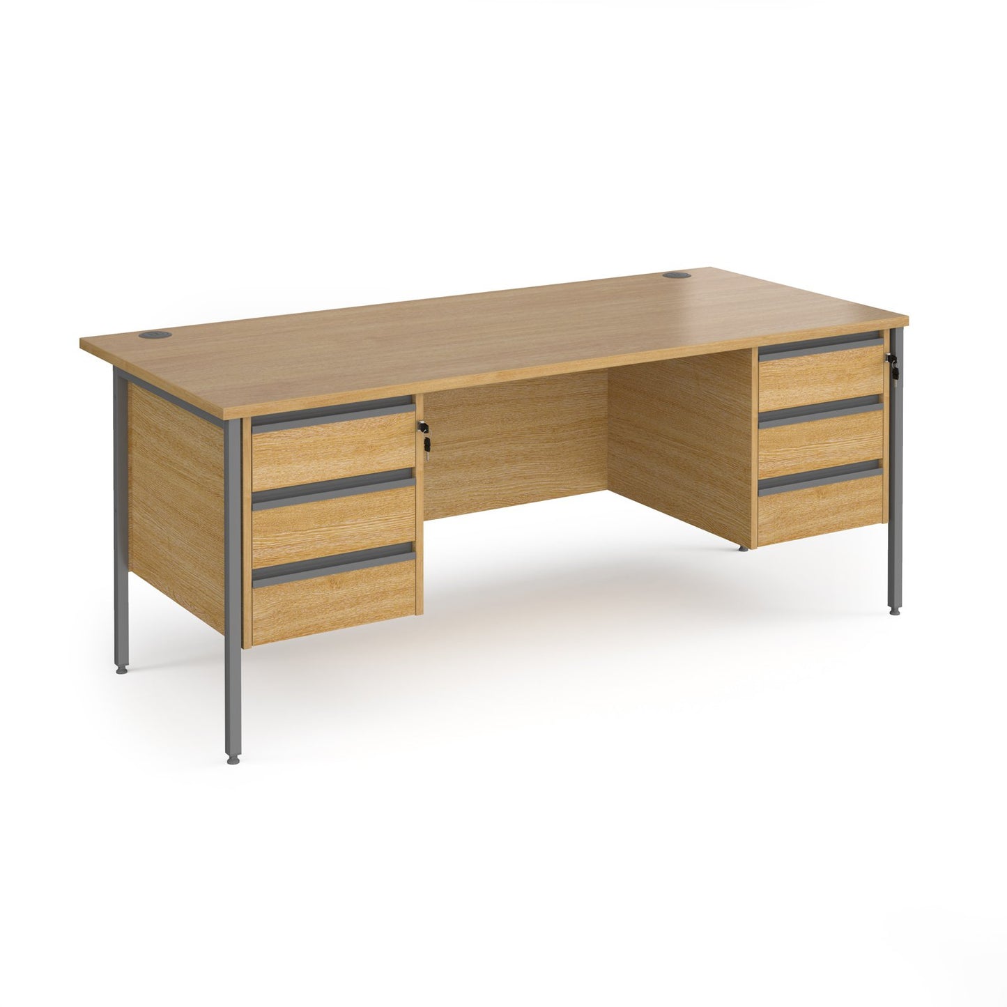 Contract 25 H-Frame straight desk with 3 and 3 drawer peds