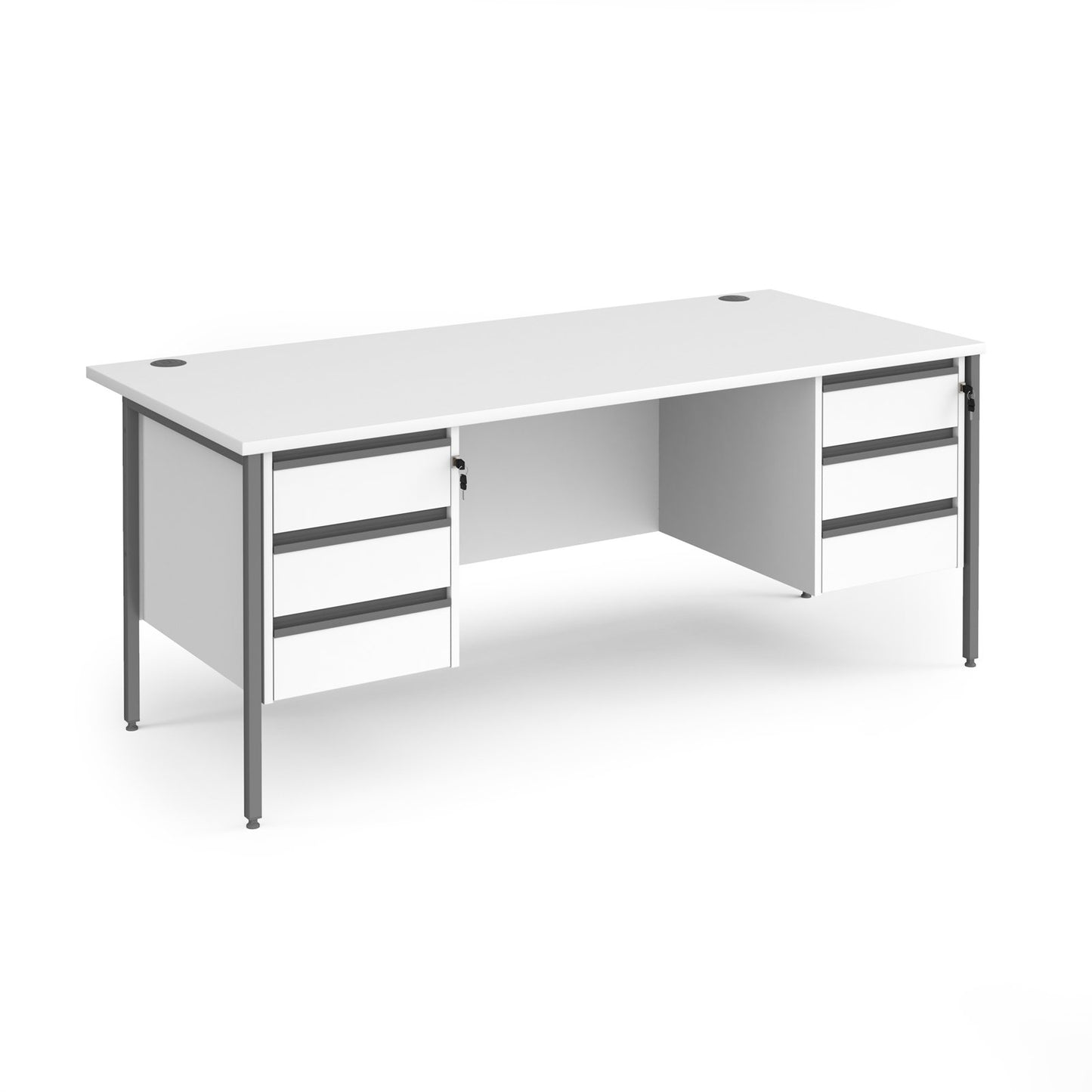 Contract 25 H-Frame straight desk with 3 and 3 drawer peds