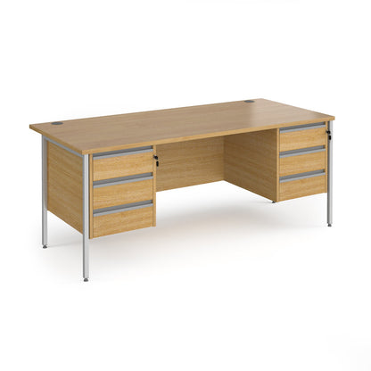 Contract 25 H-Frame straight desk with 3 and 3 drawer peds