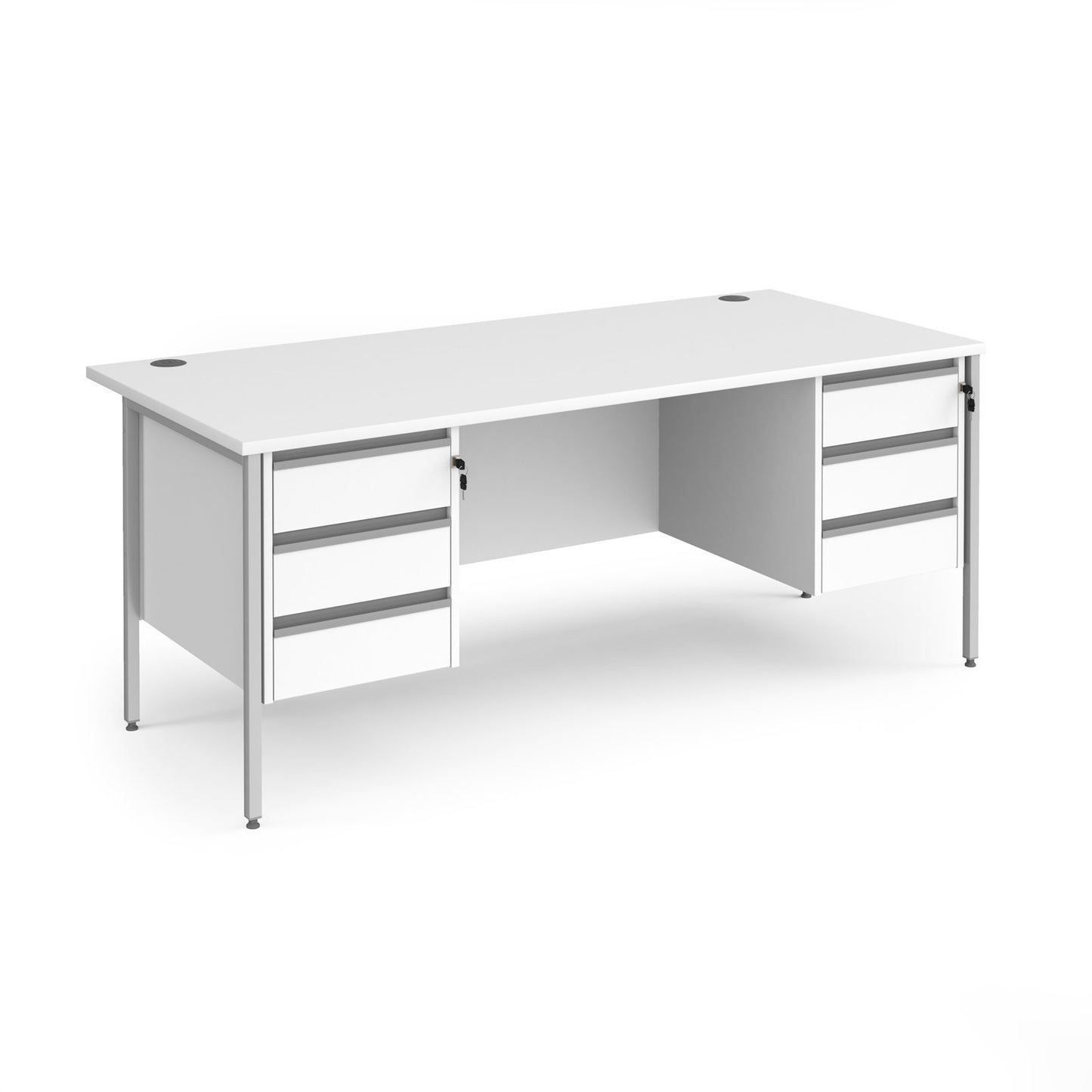 Contract 25 H-Frame straight desk with 3 and 3 drawer peds