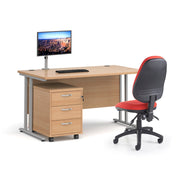 straight desk 800mm deep with 3 drawer pedestal - rectangle desks - white, walnut, oak, beech and grey oak