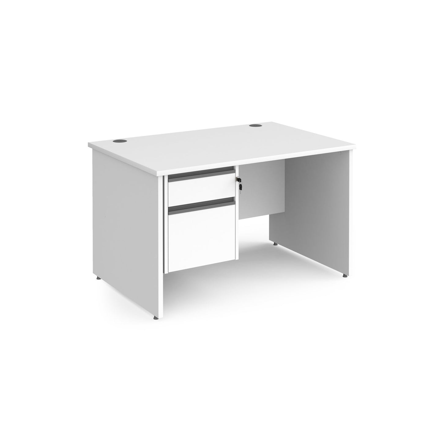 Contract 25 panel leg straight desk with 2 drawer pedestal