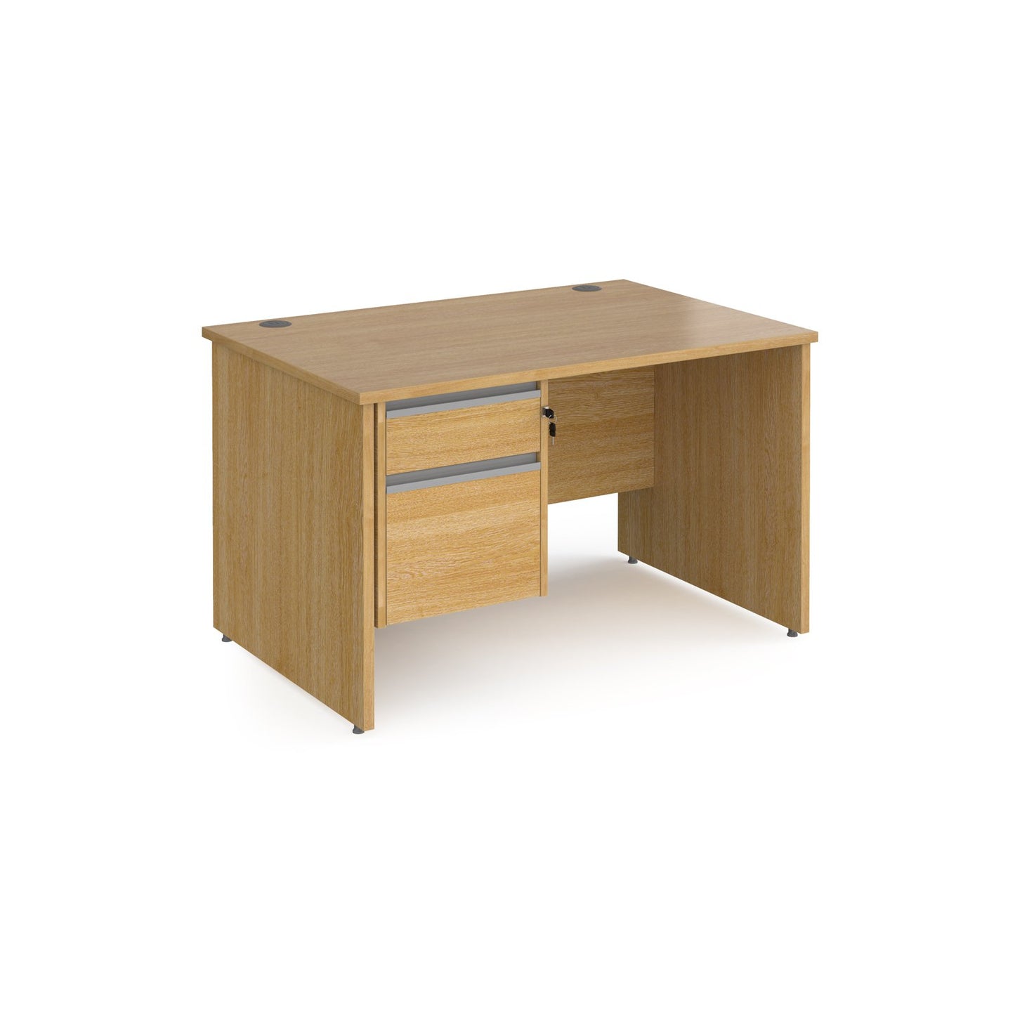 Contract 25 panel leg straight desk with 2 drawer pedestal