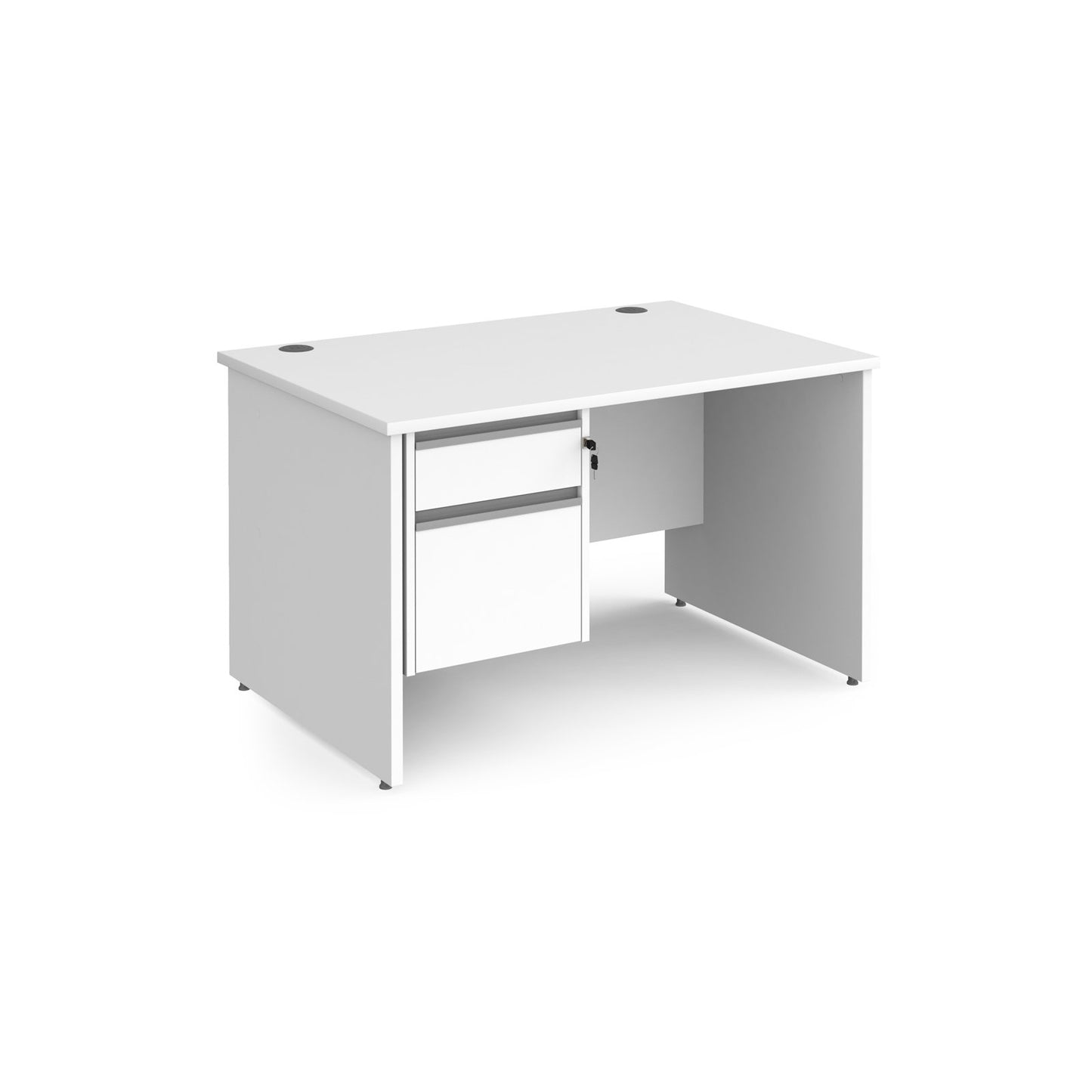 Contract 25 panel leg straight desk with 2 drawer pedestal