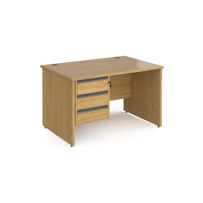 Contract 25 panel leg straight desk with 3 drawer pedestal