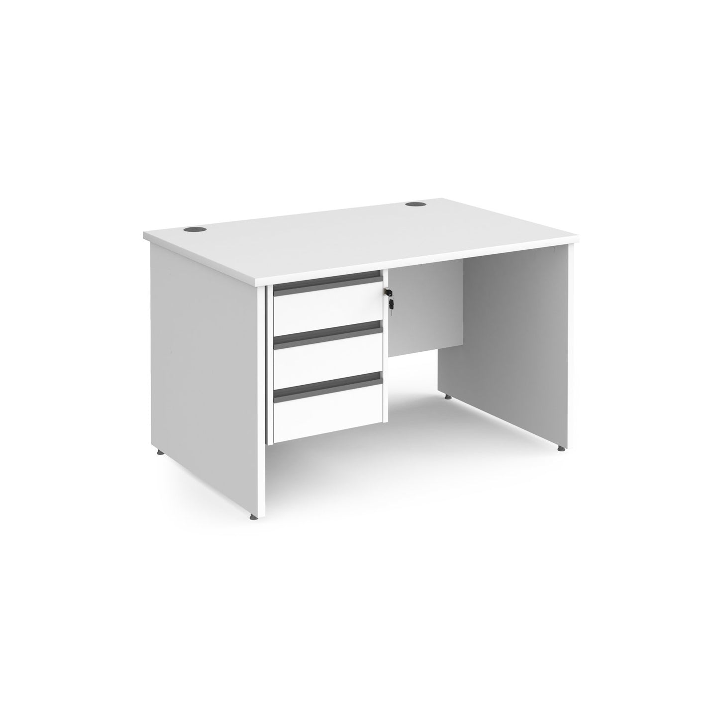 Contract 25 panel leg straight desk with 3 drawer pedestal