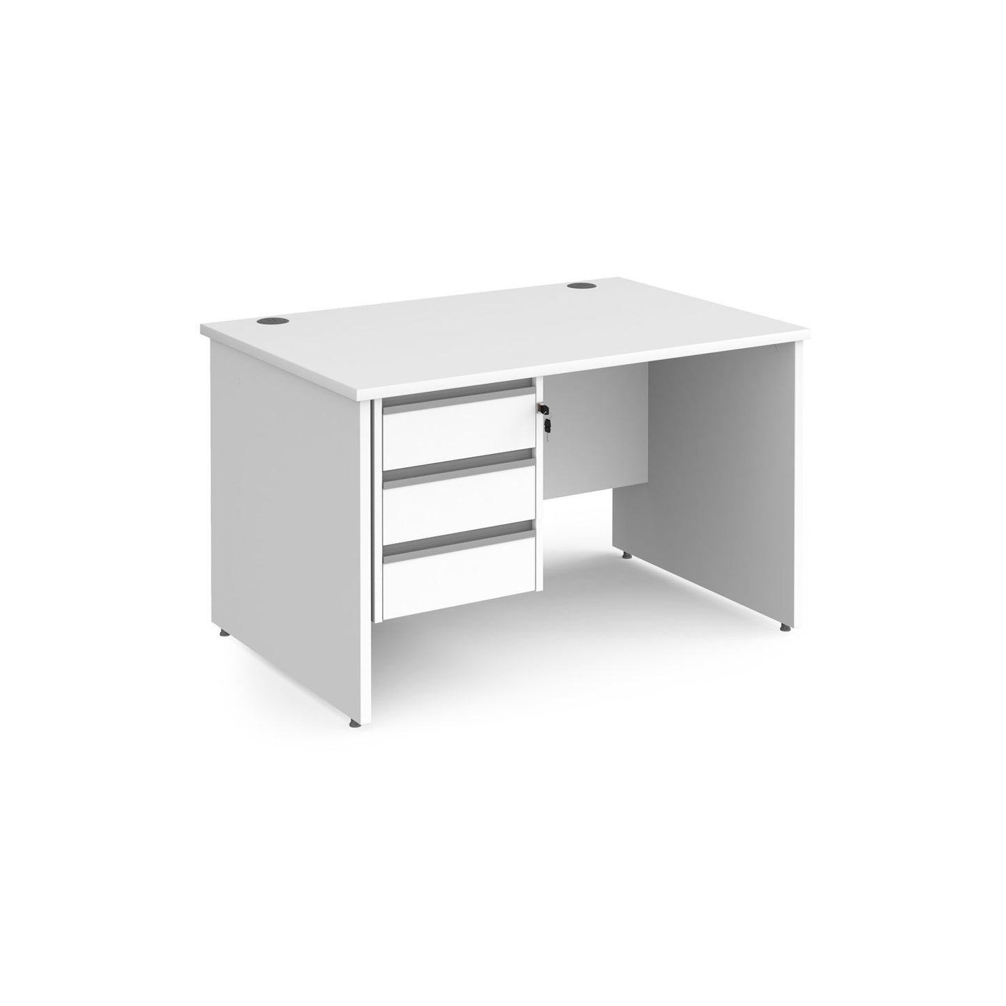 Contract 25 panel leg straight desk with 3 drawer pedestal