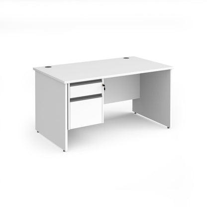 Contract 25 panel leg straight desk with 2 drawer pedestal