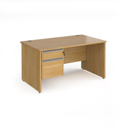 Contract 25 panel leg straight desk with 2 drawer pedestal