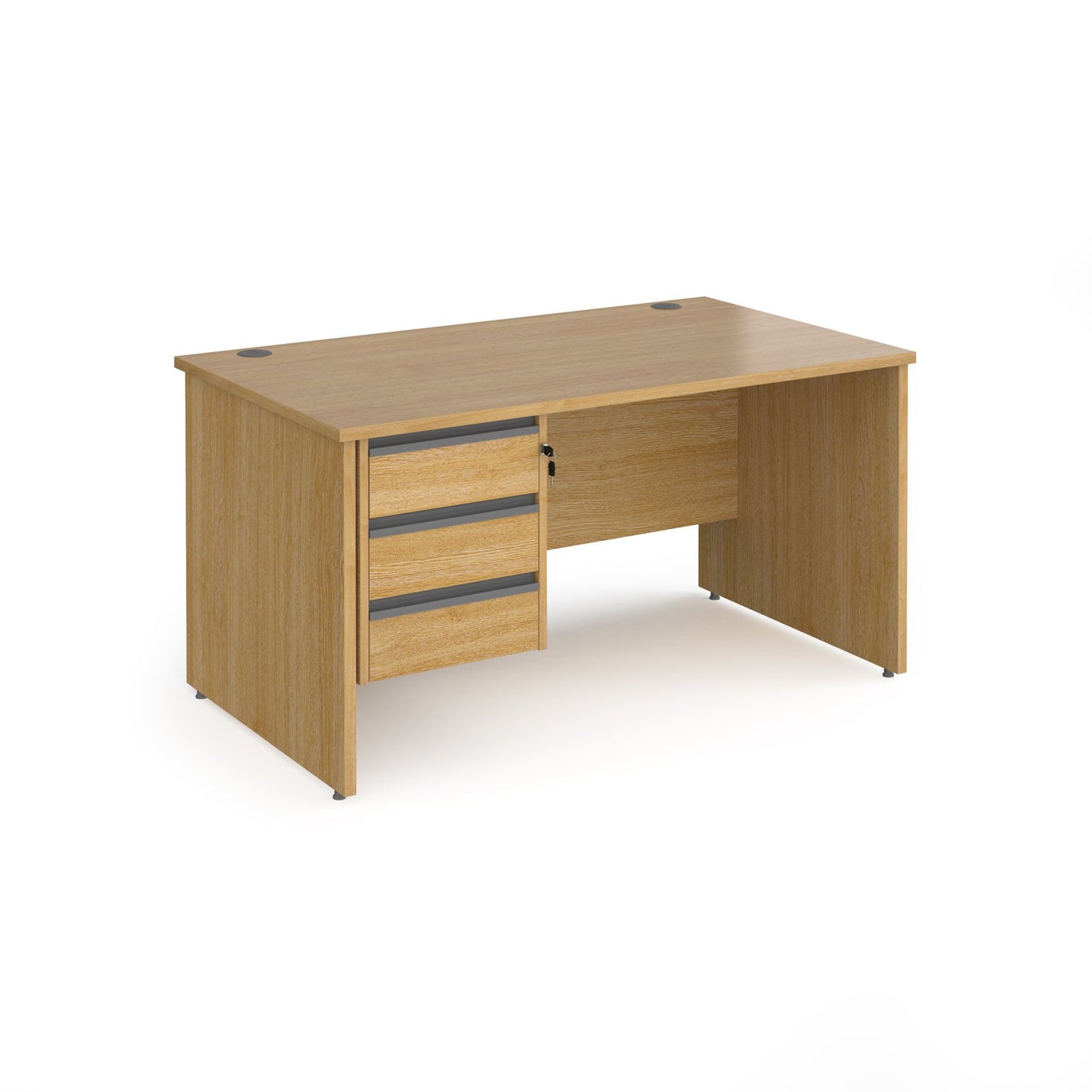 Contract 25 panel leg straight desk with 3 drawer pedestal