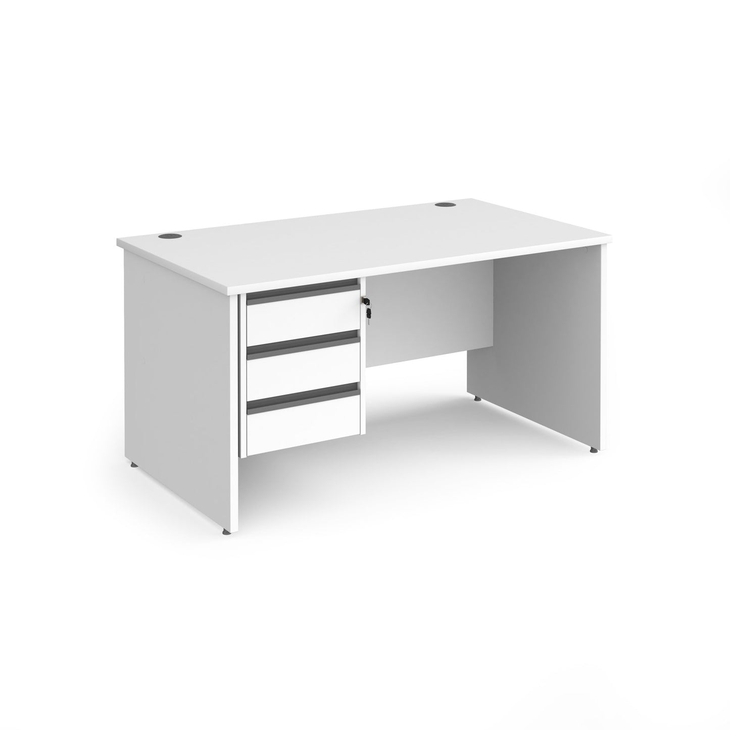 Contract 25 panel leg straight desk with 3 drawer pedestal