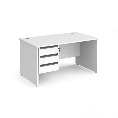 Contract 25 panel leg straight desk with 3 drawer pedestal