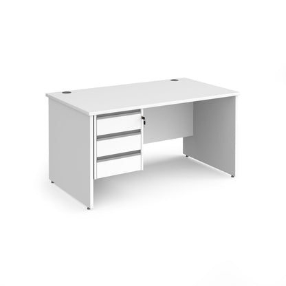 Contract 25 panel leg straight desk with 3 drawer pedestal