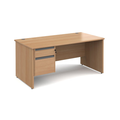 Contract 25 panel leg straight desk with 2 drawer pedestal