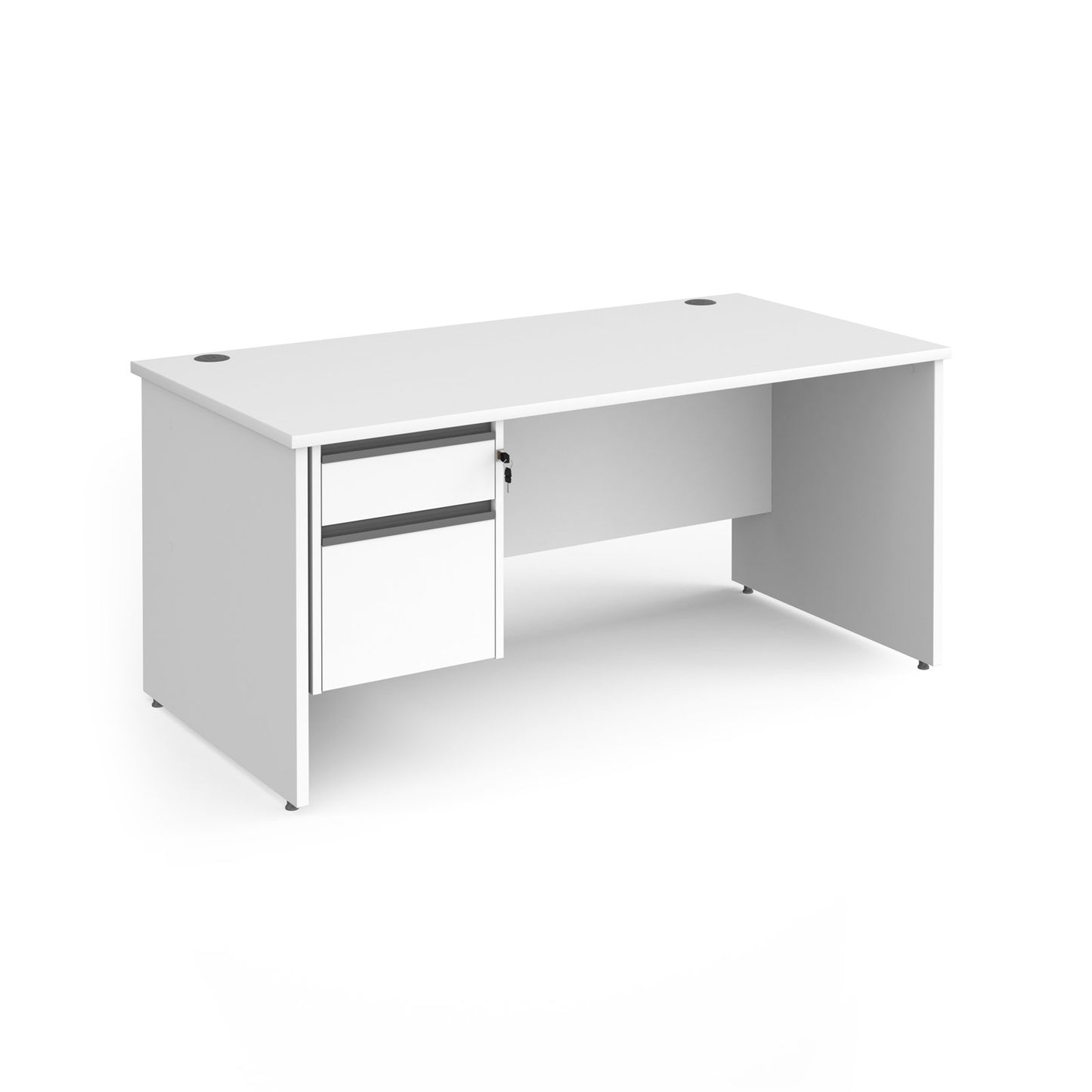 Contract 25 panel leg straight desk with 2 drawer pedestal